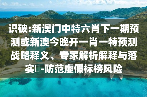 识破:新澳门中特六肖下一期预测或新澳今晚开一肖一特预测战略释义、专家解析解释与落实-防范虚假标榜风险